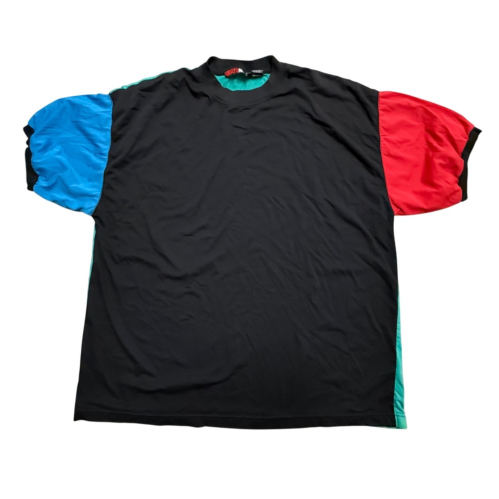 Vintage Todays News Colorblock T-Shirt Mens XL Black Teal Red Blue 90s style